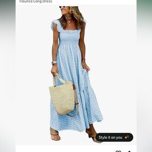 Blue Gingham Maxi Dress